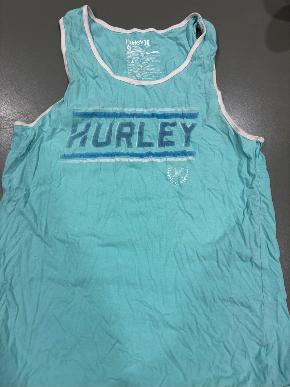 Hurley Teal Logo Men’s Tank with White Trim